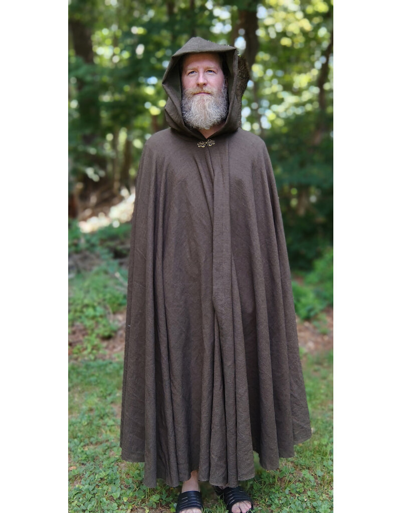 Cloakmakers.com 5765-Washable Brown Ranger Cloak w/ Dark Green Hood Lining & Bronze Tone Clasp