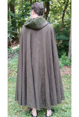 Cloakmakers.com 5765-Washable Brown Ranger Cloak w/ Dark Green Hood Lining & Bronze Tone Clasp