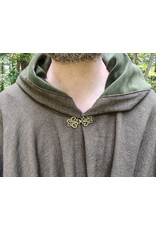 Cloakmakers.com 5765-Washable Brown Ranger Cloak w/ Dark Green Hood Lining & Bronze Tone Clasp
