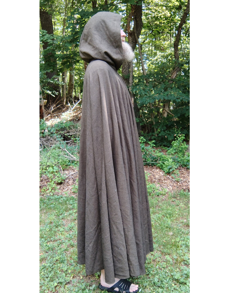 Cloakmakers.com 5765-Washable Brown Ranger Cloak w/ Dark Green Hood Lining & Bronze Tone Clasp
