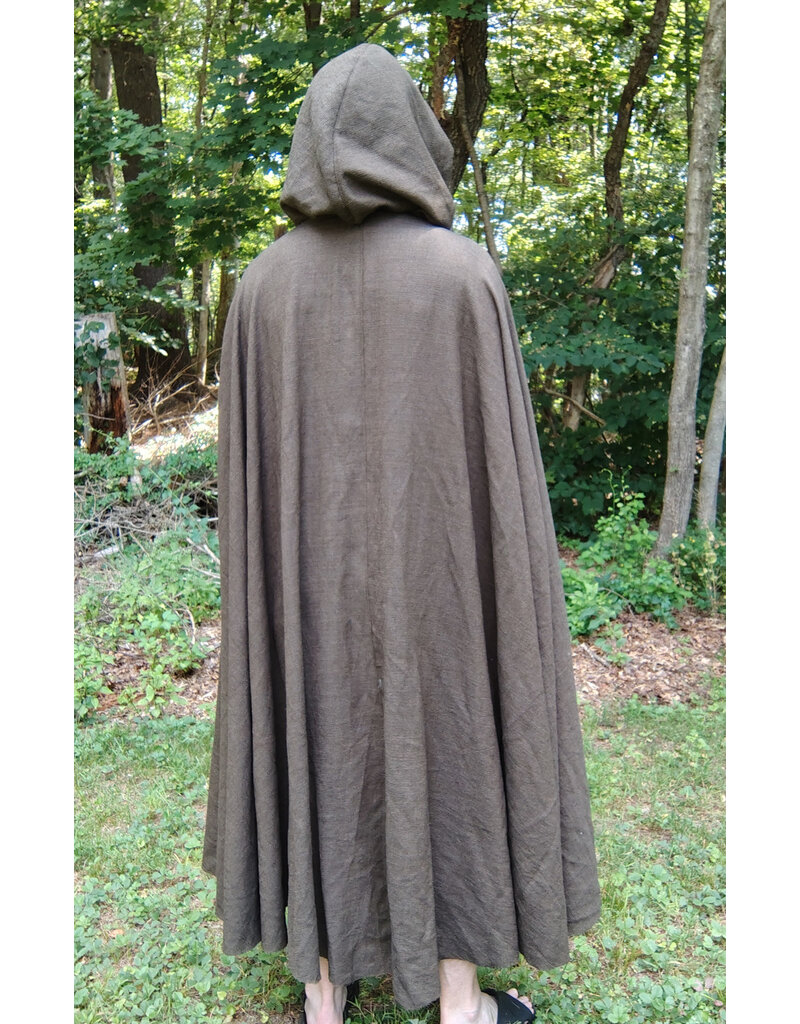 Cloakmakers.com 5765-Washable Brown Ranger Cloak w/ Dark Green Hood Lining & Bronze Tone Clasp