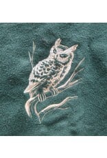 Cloakmakers.com 5766-Washable Green Wool Owl Themed Cloak w/ Tan Faux Suede Hood Lining & Pockets