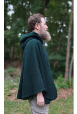 Cloakmakers.com 5766-Washable Green Wool Owl Themed Cloak w/ Tan Faux Suede Hood Lining & Pockets