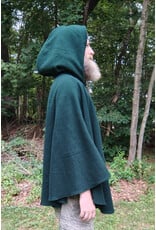 Cloakmakers.com 5766-Washable Green Wool Owl Themed Cloak w/ Tan Faux Suede Hood Lining & Pockets