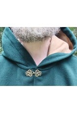 Cloakmakers.com 5766-Washable Green Wool Owl Themed Cloak w/ Tan Faux Suede Hood Lining & Pockets