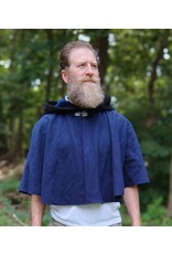 Cloakmakers.com 5767-Washable Black & Blue Wool Cloak w/ Bat Embroidery