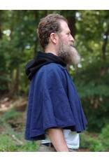 Cloakmakers.com 5767-Washable Black & Blue Wool Cloak w/ Bat Embroidery