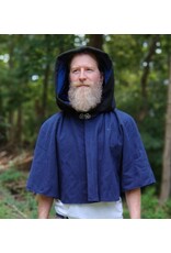 Cloakmakers.com 5767-Washable Black & Blue Wool Cloak w/ Bat Embroidery