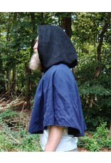 Cloakmakers.com 5767-Washable Black & Blue Wool Cloak w/ Bat Embroidery