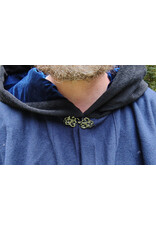 Cloakmakers.com 5767-Washable Black & Blue Wool Cloak w/ Bat Embroidery