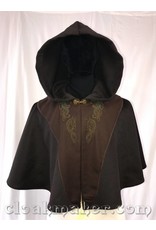 Cloak and Dagger Creations 3588 - Black Wool Cloak Green Hippocampus and Dragon Embroidery