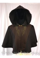 Cloakmakers.com 3588 - Black Wool Cloak Green Hippocampus and Dragon Embroidery