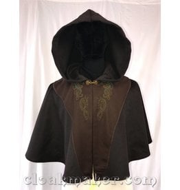 Cloakmakers.com 3588 - Black Wool Cloak Green Hippocampus and Dragon Embroidery