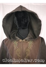 Cloakmakers.com 3588 - Black Wool Cloak Green Hippocampus and Dragon Embroidery