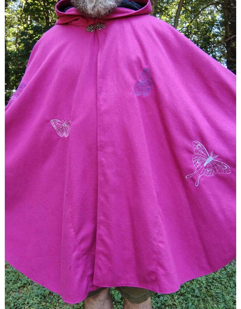 Cloakmakers.com 5489 - Washable Pink Ruana Cloak w/ Butterfly Sword Embroidery