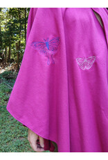 Cloakmakers.com 5489 - Washable Fuschia Pink Ruana Cloak w/ Butterfly Sword Embroidery