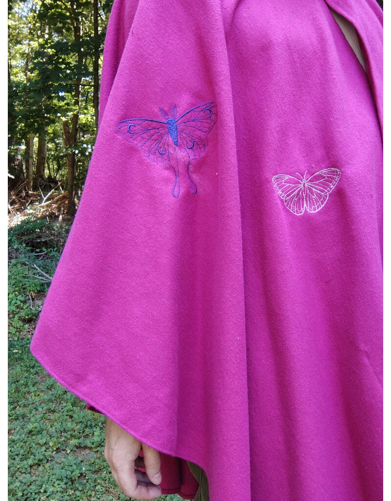 Cloakmakers.com 5489 - Washable Pink Ruana Cloak w/ Butterfly Sword Embroidery