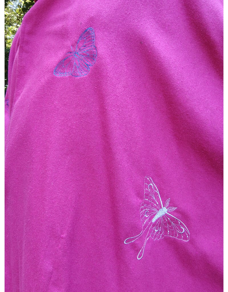 Cloakmakers.com 5489 - Washable Pink Ruana Cloak w/ Butterfly Sword Embroidery
