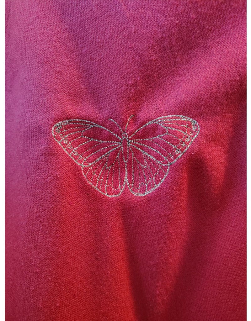 Cloakmakers.com 5489 - Washable Fuschia Pink Ruana Cloak w/ Butterfly Sword Embroidery