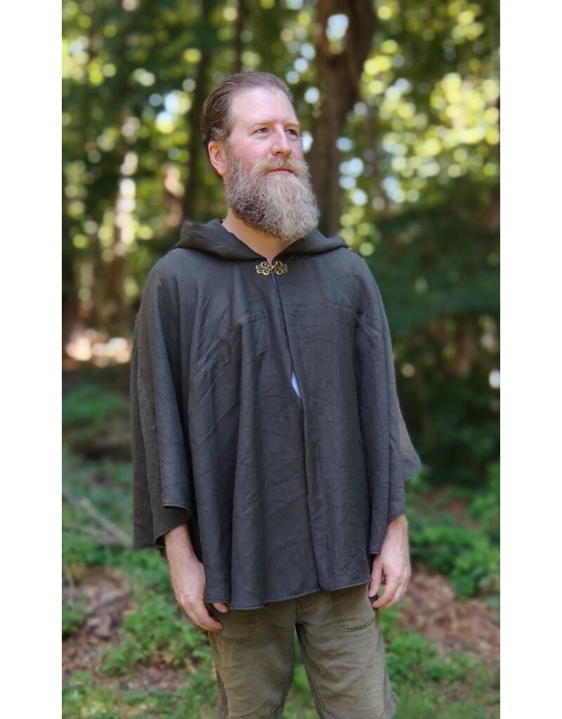 Cloakmakers.com 5768-Washable Short Dark Green Ranger Cloak w/ Bronze Toned Clasp