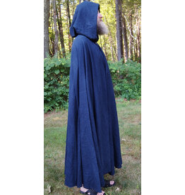 Cloakmakers.com 5771-Washable Blue & Black Basket Weave Wool Cloak w/ Silver Toned Clasp