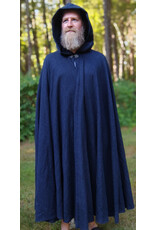 Cloakmakers.com 5771-Washable Blue & Black Basket Weave Wool Cloak w/ Silver Toned Clasp