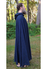 Cloakmakers.com 5771-Washable Blue & Black Basket Weave Wool Cloak w/ Silver Toned Clasp