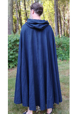 Cloakmakers.com 5771-Washable Blue & Black Basket Weave Wool Cloak w/ Silver Toned Clasp