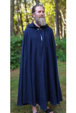 Cloakmakers.com 5771-Washable Blue & Black Basket Weave Wool Cloak w/ Silver Toned Clasp
