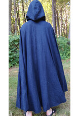 Cloakmakers.com 5771-Washable Blue & Black Basket Weave Wool Cloak w/ Silver Toned Clasp