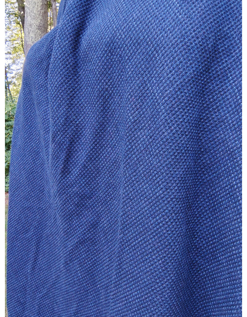 Cloakmakers.com 5771-Washable Blue & Black Basket Weave Wool Cloak w/ Silver Toned Clasp