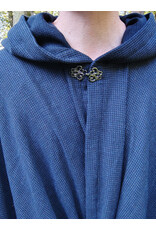 Cloakmakers.com 5771-Washable Blue & Black Basket Weave Wool Cloak w/ Silver Toned Clasp