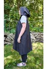 Cloakmakers.com J906-Washable Lightweight Dull Black Hooded Vest w/ Pockets & Pinstripes