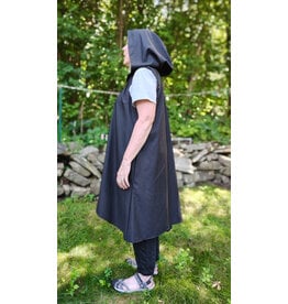 Cloakmakers.com J906-Washable Lightweight Dull Black Hooded Vest w/ Pockets & Pinstripes