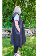 Cloakmakers.com J906-Washable Lightweight Dull Black Hooded Vest w/ Pockets & Pinstripes