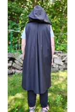 Cloakmakers.com J906-Washable Lightweight Dull Black Hooded Vest w/ Pockets & Pinstripes