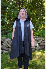 Cloakmakers.com J906-Washable Lightweight Dull Black Hooded Vest w/ Pockets & Pinstripes