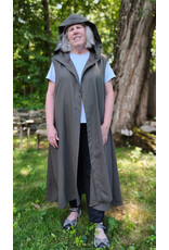 Cloakmakers.com J908-Washable Dark Moss Green Wool Hooded Vest w/ Pockets