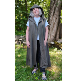 Cloakmakers.com J908-Washable Dark Moss Green Wool Hooded Vest w/ Pockets