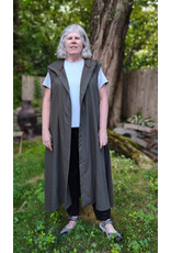 Cloakmakers.com J908-Washable Dark Moss Green Wool Hooded Vest w/ Pockets