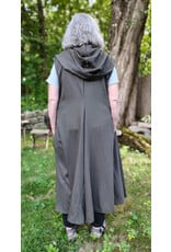 Cloakmakers.com J908-Washable Dark Moss Green Wool Hooded Vest w/ Pockets