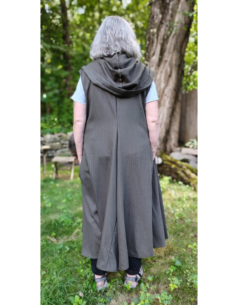 Cloakmakers.com J908-Washable Dark Moss Green Wool Hooded Vest w/ Pockets