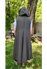 Cloakmakers.com J908-Washable Dark Moss Green Wool Hooded Vest w/ Pockets