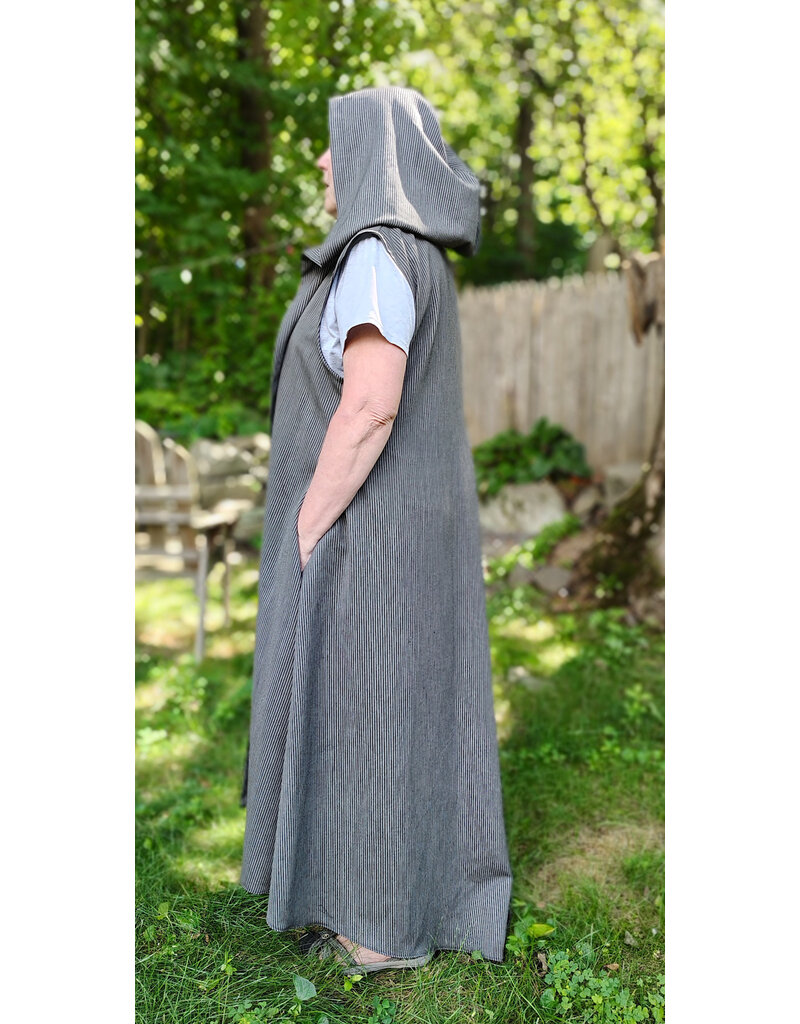 Cloakmakers.com J909-Washable Black & White Striped Hooded Vest w/ Pockets