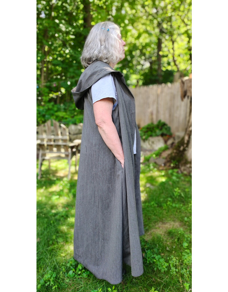 Cloakmakers.com J909-Washable Black & White Striped Hooded Vest w/ Pockets