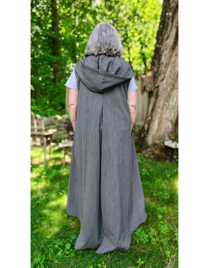 Cloakmakers.com J909-Washable Black & White Striped Hooded Vest w/ Pockets