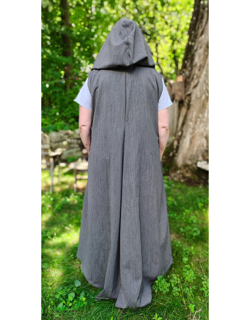 Cloakmakers.com J909-Washable Black & White Striped Hooded Vest w/ Pockets