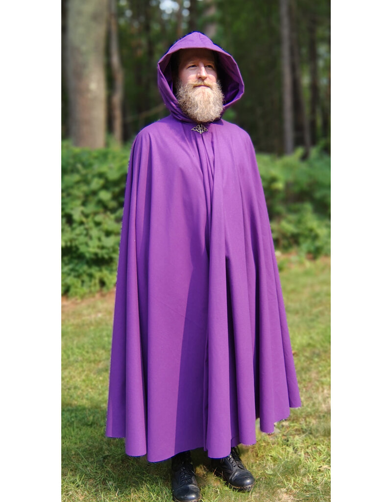 Cloakmakers.com 5773-Washable Purple Faux Wool Cloak w/ Purple Velvet Hood Lining