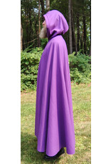Cloakmakers.com 5773-Washable Purple Faux Wool Cloak w/ Purple Velvet Hood Lining