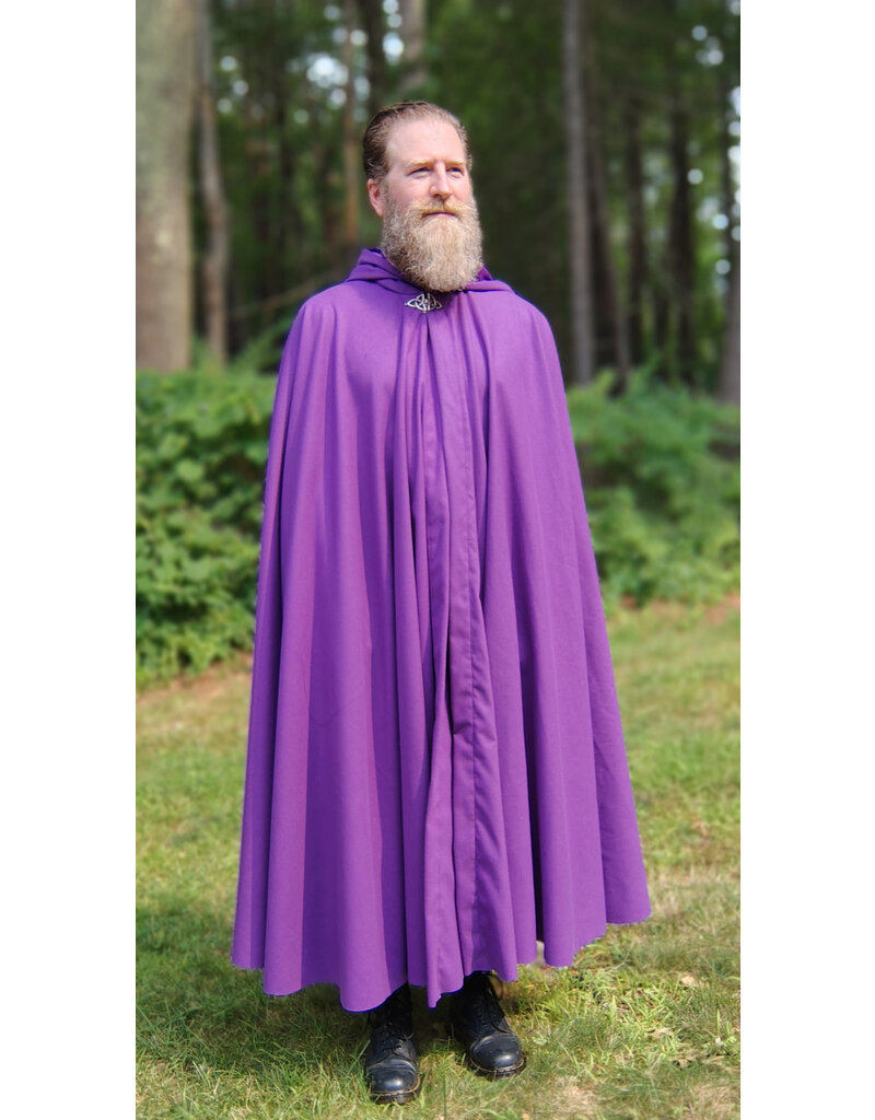 Cloakmakers.com 5773-Washable Purple Faux Wool Cloak w/ Purple Velvet Hood Lining